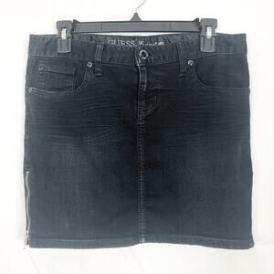 Guess Jeans 5-Pocket Black Washed Denim Skirt Size 26